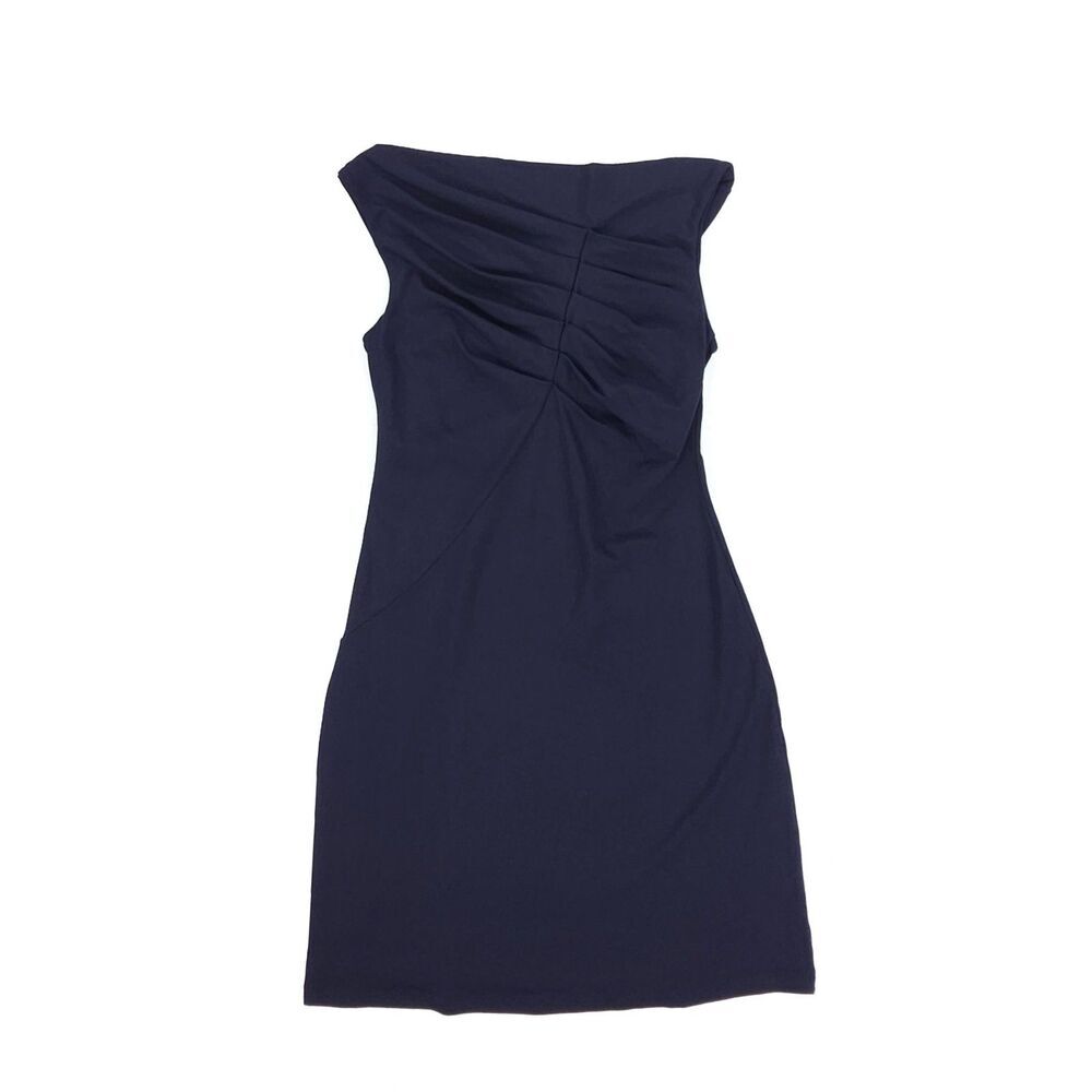 SUSANA MONACO Ruched Boat Neck Dress Minimal 90s Y2k Clean Girl Quiet Luxury